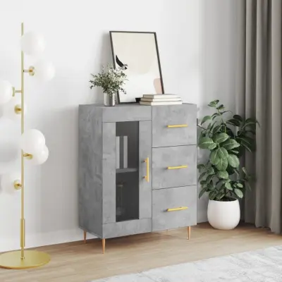 The Living Store Komoda betonsko siva 69,5x34x90 cm inženirski les - Komoda