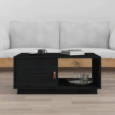 The Living Store Klubska mizica črna 80x50x35,5 trdna borovina - Klubska Mizica