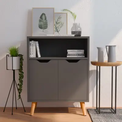 The Living Store Komoda siva 60x30x72 cm inženirski les - Komoda