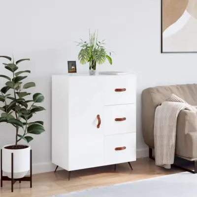 The Living Store Komoda visok sijaj bela 69,5x34x90 cm inženirski les - Komoda