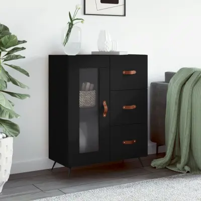 The Living Store Komoda črna 69,5x34x90 cm inženirski les - Komoda