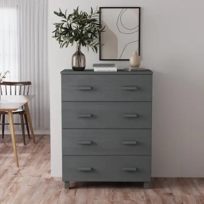 The Living Store Komoda HAMAR temno siva 79x40x103,5 cm trdna borovina - Komoda