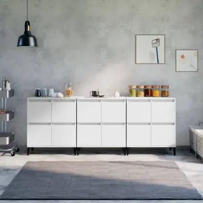 The Living Store Komoda 3 kosa bela 60x35x70 cm inženirski les - Komoda