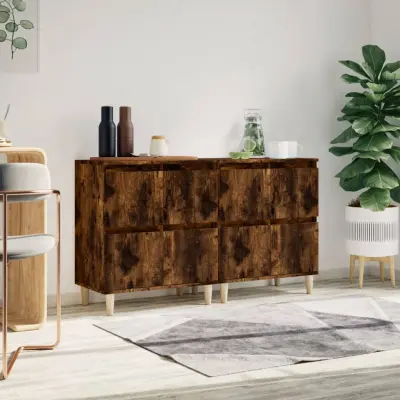 The Living Store Komoda 2 kosa dimljeni hrast 60x35x70 cm inženirski les - Komoda