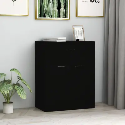 The Living Store Komoda črna 60x30x75 cm inženirski les - Komoda