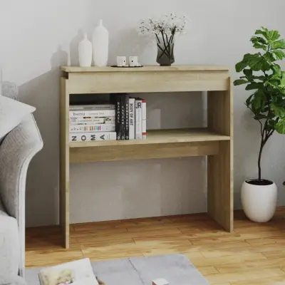 The Living Store Konzolna mizica sonoma hrast 80x30x80 cm iverna plošča - Konzolna Mizica
