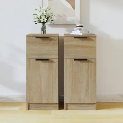 The Living Store Komode 2 kosa sonoma hrast 30x30x70 cm konstruiran les - Komoda
