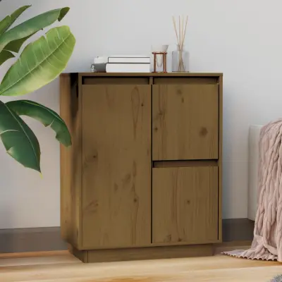 The Living Store Komoda medeno rjava 60x34x75 cm trdna borovina - Komoda