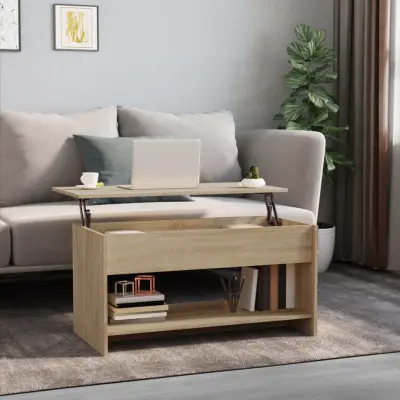 The Living Store Klubska mizica sonoma hrast 102x50x52,5 cm konstruiran les - Klubska Mizica