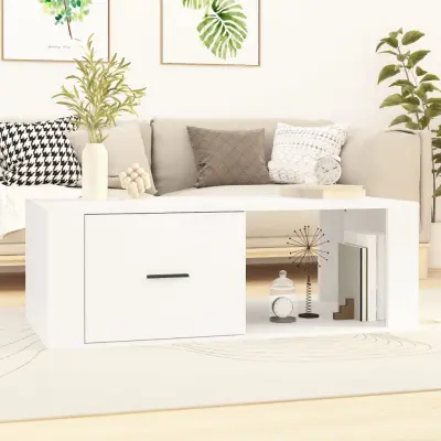 The Living Store Klubska mizica bela 100x50,5x35 cm inženirski les - Klubska Mizica