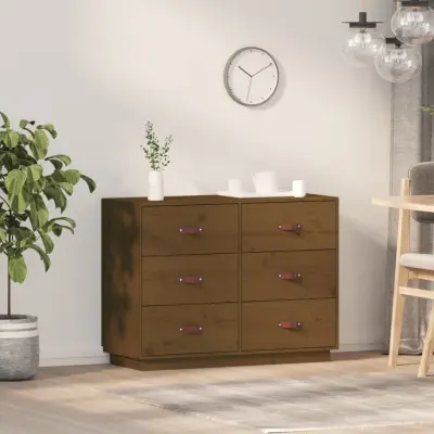 The Living Store Komoda medeno rjava 100x40x75 cm trdna borovina - Komoda