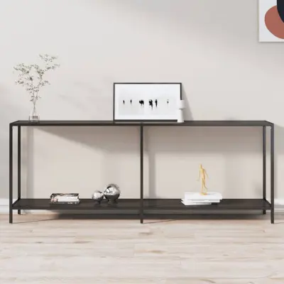 The Living Store Konzolna mizica črna 200x35x75,5 cm kaljeno steklo - Konzolna Mizica
