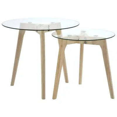 The Living Store Komplet stranskih mizic 2 kosa kaljeno steklo - Stranska Mizica
