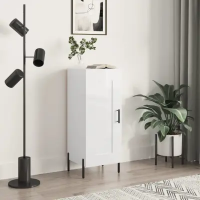 The Living Store Komoda visok sijaj bela 34,5x34x90 cm inženirski les - Komoda