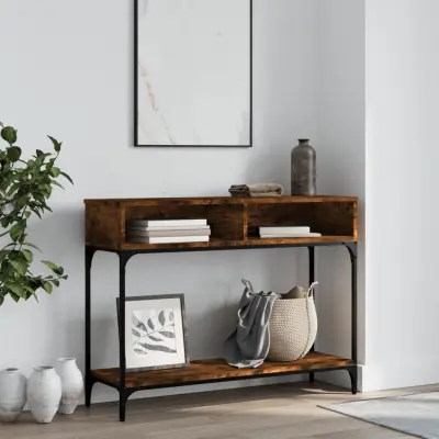 The Living Store Konzolna mizica dimljen hrast 100x30,5x75 cm inženirski les - Konzolna Mizica