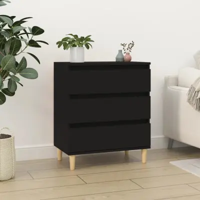 The Living Store Komoda črna 60x35x70 cm inženirski les - Komoda