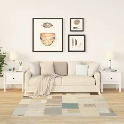 The Living Store Stranske mizice 2 kosa bele 50x50x49 cm trdna borovina - Stranska Mizica