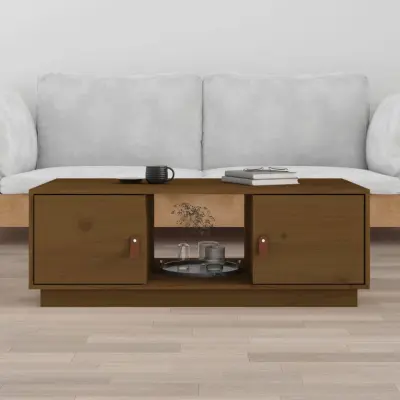 The Living Store Klubska mizica medeno rjava 100x50x35 cm trdna borovina - Klubska Mizica