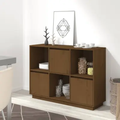The Living Store Komoda medeno rjava 110,5x35x80 cm trdna borovina - Komoda