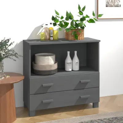 The Living Store Komoda HAMAR temno siva 85x35x80 cm trdna borovina - Komoda