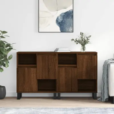 The Living Store Komoda 2 kosa rjav hrast inženirski les - Komoda