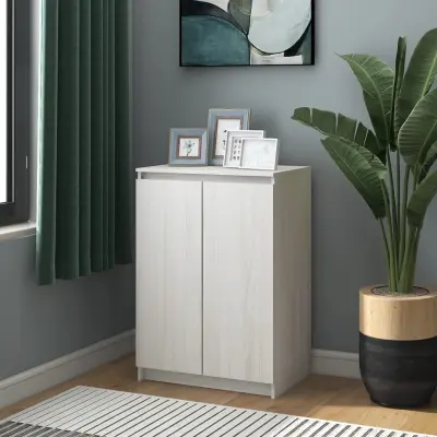 The Living Store Komoda bela 60x36x84 cm trdna borovina - Komoda