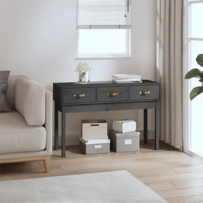 The Living Store Konzolna mizica siva 114x40x75 cm trdna borovina - Konzolna Mizica