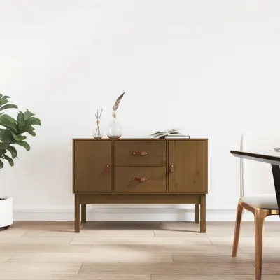 The Living Store Komoda medeno rjava 110x40x78 cm trdna borovina - Komoda