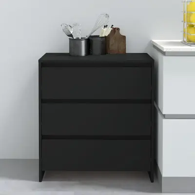 The Living Store Komoda črna 70x41x75 cm iverna plošča - Komoda