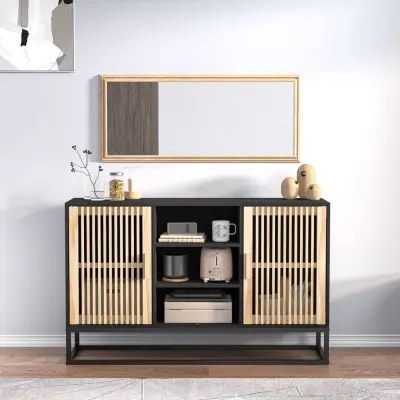 The Living Store Komoda črna 105x30x65 cm inženirski les - Komoda