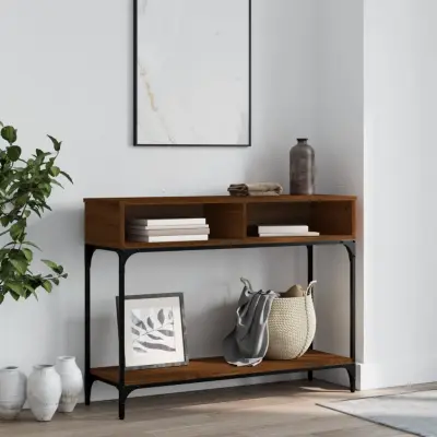The Living Store Konzolna mizica rjav hrast 100x30,5x75 cm inženirski les - Konzolna Mizica