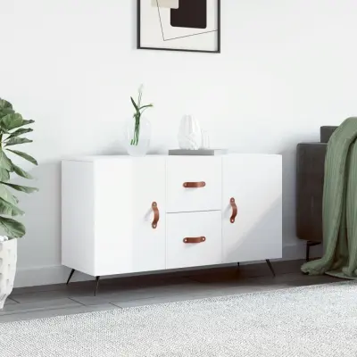 The Living Store Komoda visok sijaj bela 100x36x60 cm inženirski les - Komoda