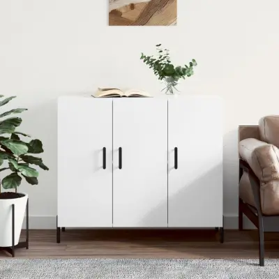 The Living Store Komoda bela 90x34x80 cm konstruiran les - Komoda