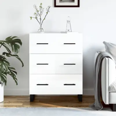 The Living Store Komoda visok sijaj bela 69,5x34x90 cm inženirski les - Komoda