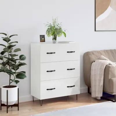 The Living Store Komoda visok sijaj bela 69,5x34x90 cm inženirski les - Komoda