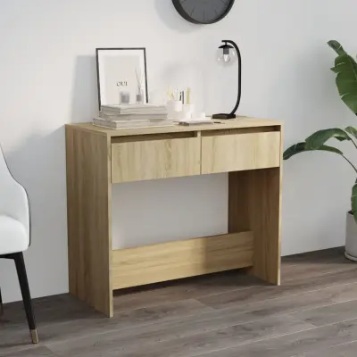 The Living Store Konzolna mizica sonoma hrast 89x41x76,5 cm jeklo - Konzolna Mizica
