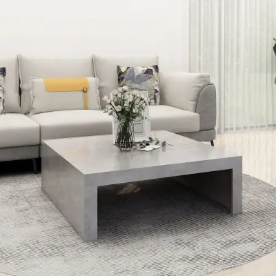 The Living Store Klubska mizica betonsko siva 100x100x35 cm inženirski les - Klubska Mizica