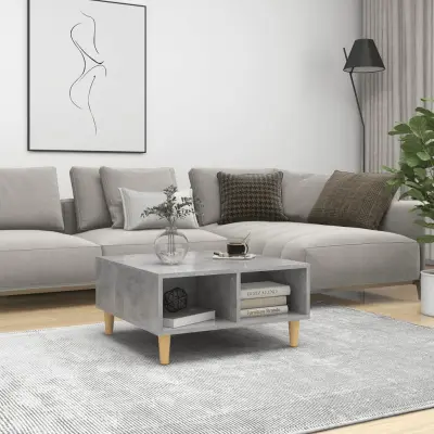 The Living Store Klubska mizica betonsko siva 60x60x30 cm iverna plošča - Klubska Mizica