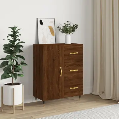 The Living Store Komoda rjavi hrast 69,5x34x90 cm inženirski les - Komoda