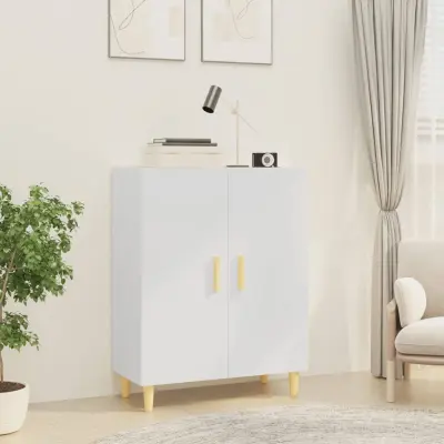 The Living Store Komoda visok sijaj bela 70x34x90 cm konstruiran les - Komoda