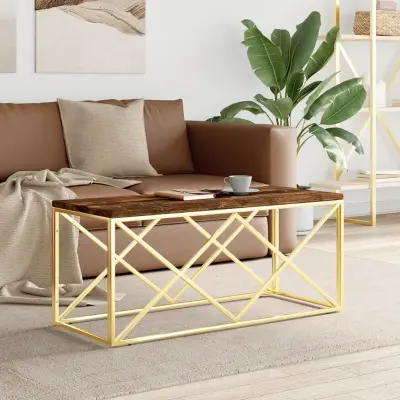 The Living Store Klubska mizica nerjaveče jeklo in trden predelan les - Klubska Mizica