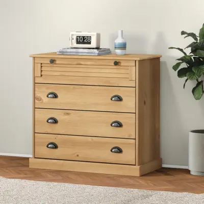 The Living Store Predalnik VIGO 80x40x76 cm trdna borovina - Predalnik