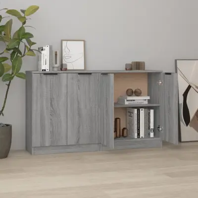 The Living Store Komoda 2 kosa siva sonoma 60x30x70 cm konstruiran les - Komoda