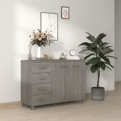The Living Store Komoda HAMAR svetlo siva 113x40x80 cm trdna borovina - Komoda