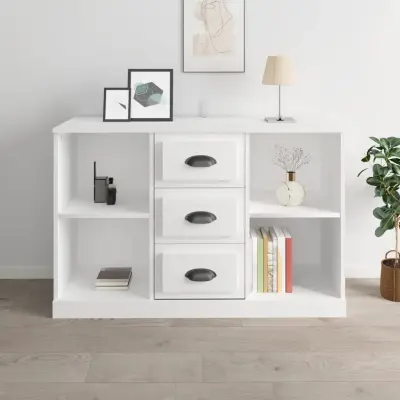 The Living Store Komoda visok sijaj bela 104,5x35,5x67,5 cm inženirski les - Komoda