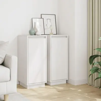 The Living Store Komoda 2 kosa bela 31,5x34x75 cm trdna borovina - Komoda