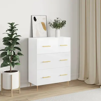 The Living Store Komoda visok sijaj bela 69,5x34x90 cm inženirski les - Komoda