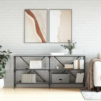 The Living Store Konzolna mizica siva sonoma 160x30x75 cm inž. les in železo - Konzolna Mizica