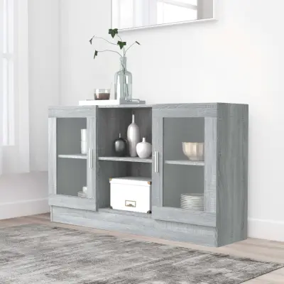 The Living Store Vitrina siva sonoma 120x30,5x70 cm konstruiran les - Vitrina