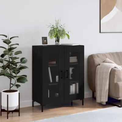 The Living Store Komoda črna 69,5x34x90 cm inženirski les - Komoda